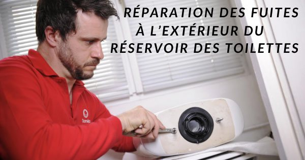 Comment réparer une fuite externe du réservoir toilette ?
